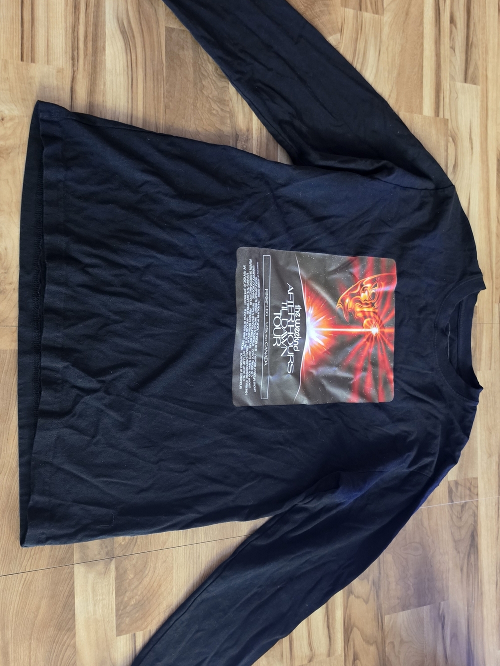 Black Long-Sleeve Graphic Tee with Red Accent - Unbranded